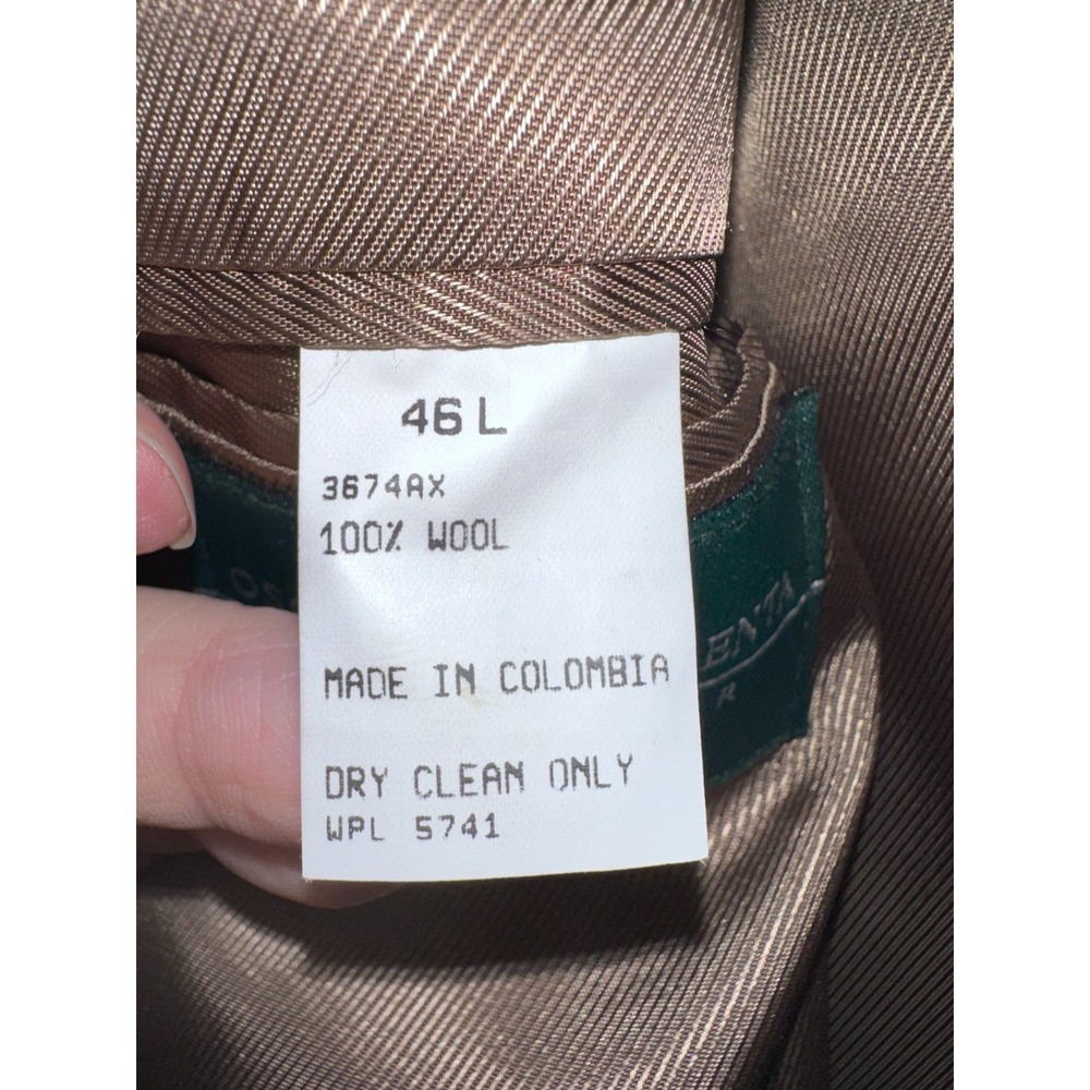 Oscar de la Renta Men's Vintage 46L Brown‎ Beige Houndstooth Wool Blazer - Picture 8 of 8